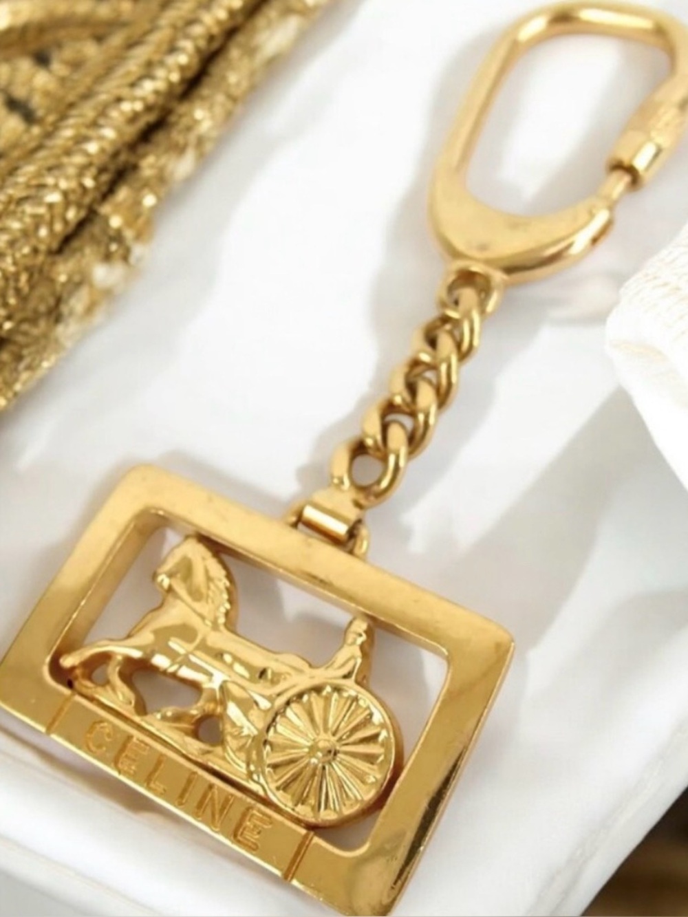✨ CELINE Vintage Signature Keychain/Bag Charm - Picture 1 of 8